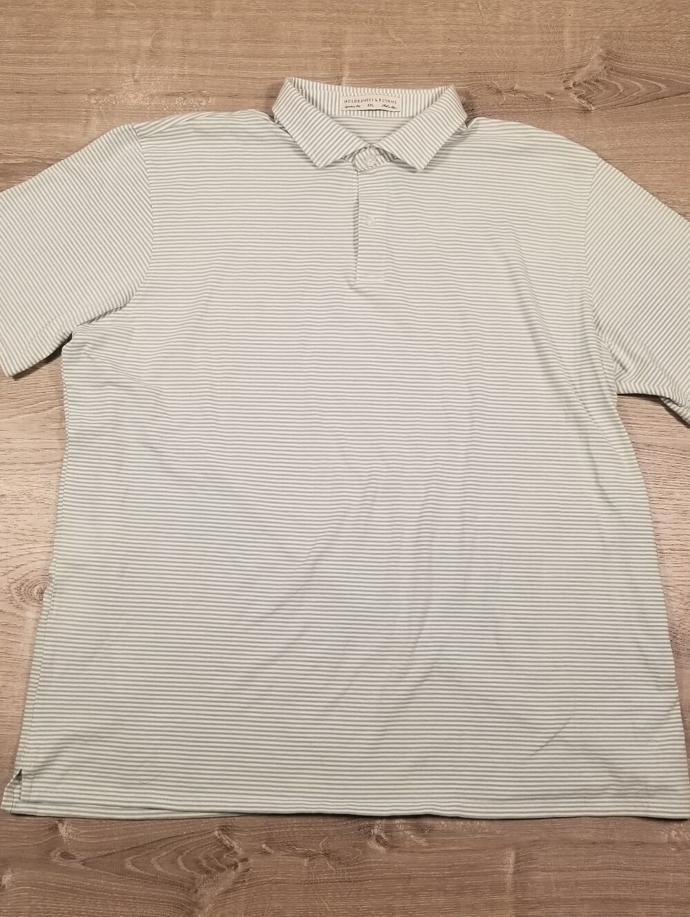 Holderness & Bourne The Herron Polo Shirt Mens XXL Green White Striped Golf